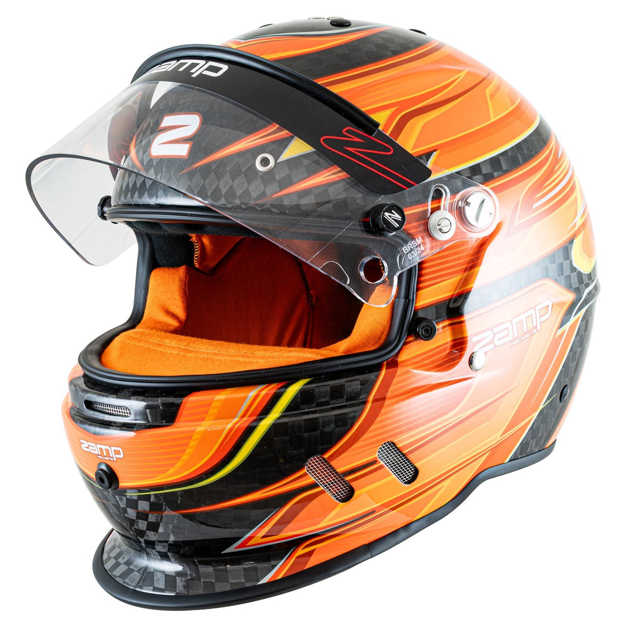 Zamp RZ-67D SNELL SA202x - Carbon Flo Orange Yellow