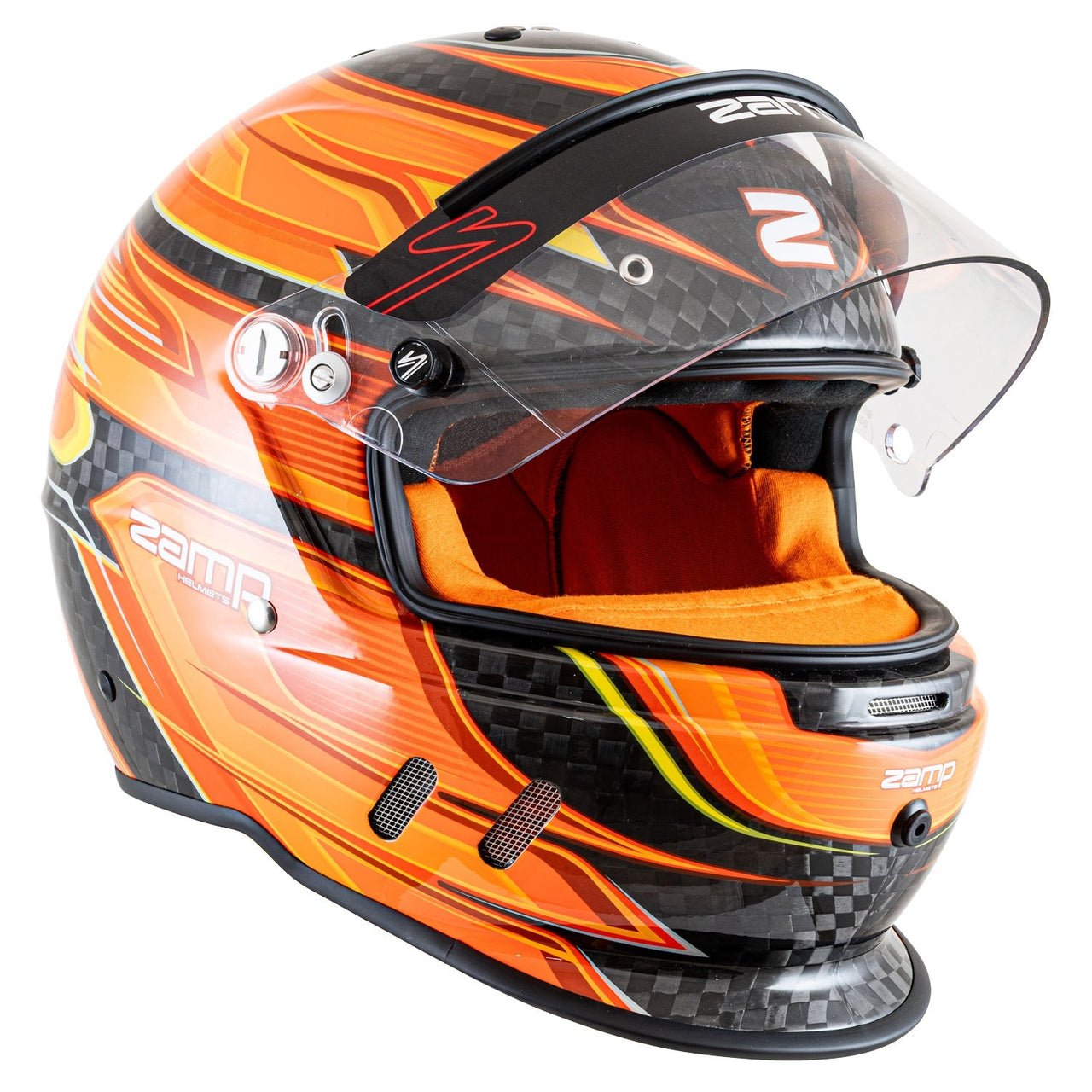 Zamp RZ-67D SNELL SA202x - Carbon Flo Orange Yellow