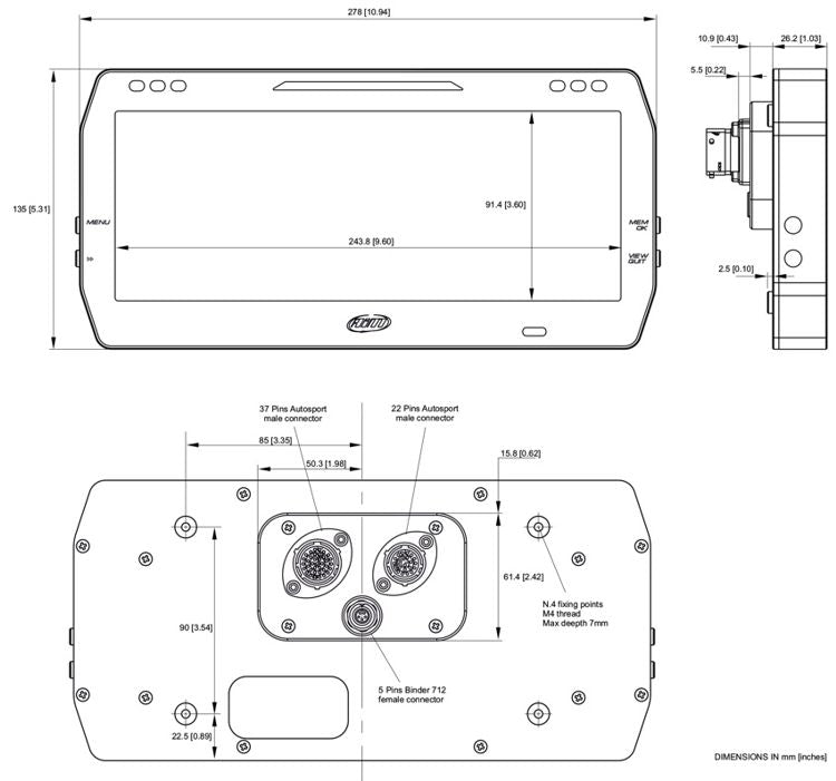 AiM MXT 1.3 Dash Logger - 10"