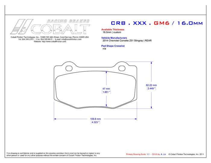 Cobalt Friction - GT350 Rear Brake Pads