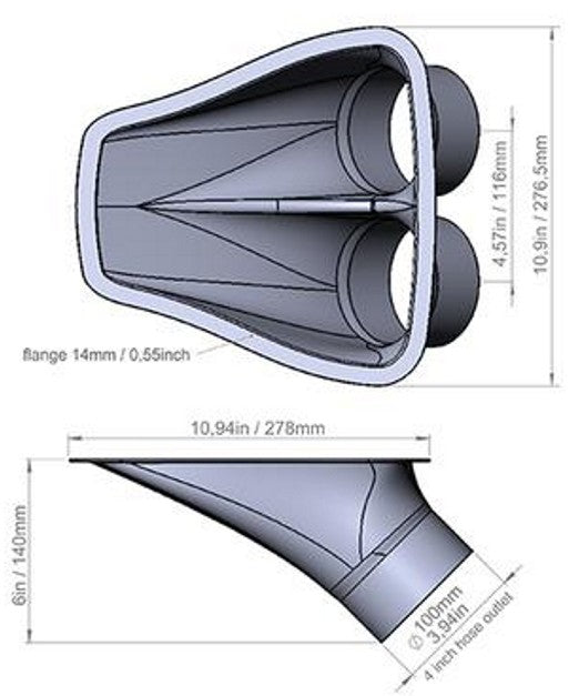 4" Dual NACA Duct - Carbon Fiber